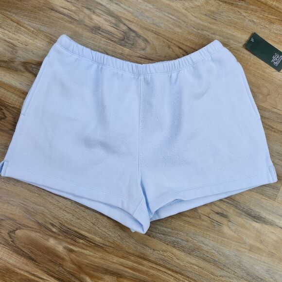 🩵NWT Light Blue High Rise Fleece Shorts Medium - Picture 4 of 9